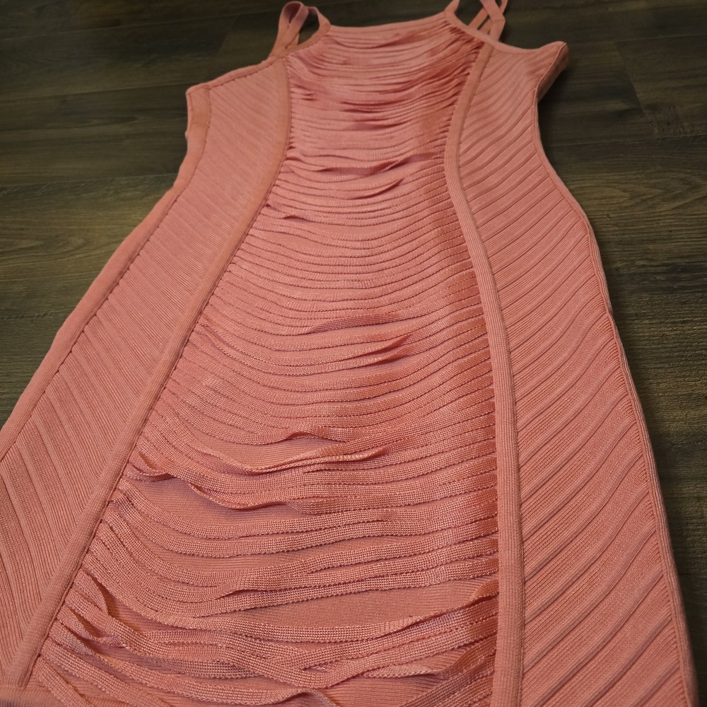 Stretta Bandage Bodycon Mini Dress M Pink‎ Salmon Peach Party Clubwear Y2K
